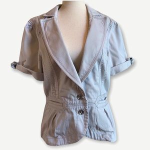 WHBM Sz 14 Light Gray Button Blazer Jacket DETAILS